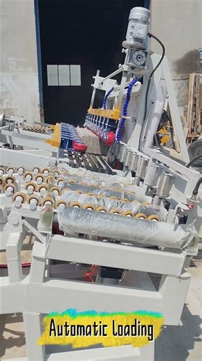Automatic loading unloading granite curbstone 45 degree cutting chamfering machine #stonemachinery