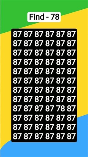Find the number-78 find old NumberlEye Test #shrts#vairalvideo#trending#jillur#find#numbers