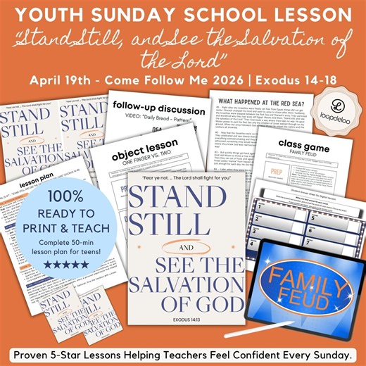 April 19, LDS Youth Sunday School Lesson Kit, Come Follow Me 2026, “stand Still, and See the Salvation of the Lord” Exodus 14–18 Family Feud - Etsy
