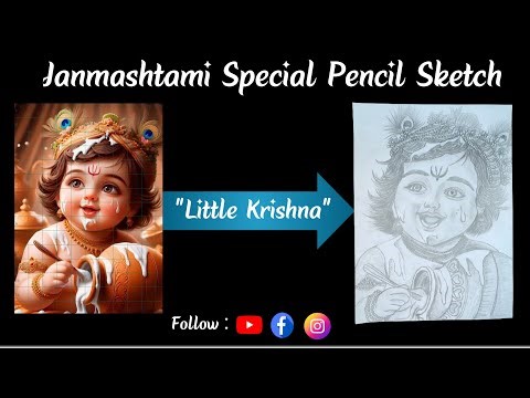 Pencil Sketch of Lord Krishna | Kanha Ji Drawing step by step |Janmashtami Special : Part -1