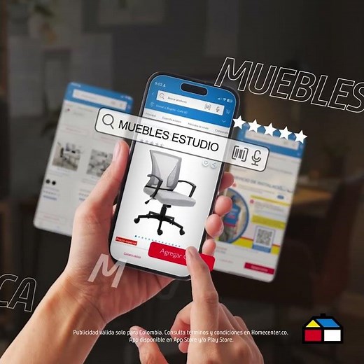 Convierte tu oficina en un espacio cómodo con silla y escritorio, comprando desde la app Homecenter