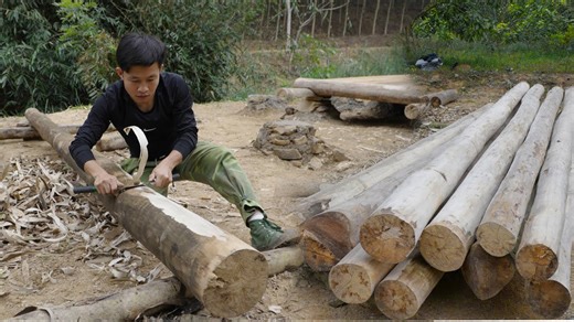 Hand-Planing and Shaping Wood for the First Wall of My Off-Grid Log Cabin