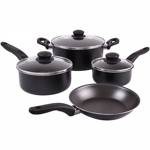 Mainstays 7-Piece Cookware Set Black with Teflon Non-Stick Construction
