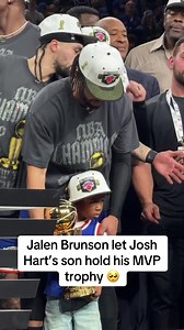 Jalen Brunson lets Josh Hart’s son hold MVP trophy — Knicks moment