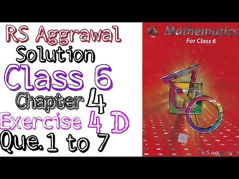 Rs aggrawal solution class 6 Chapter 4 Exercise 4D Question 1,2,3,4,5,6,7 | MD Sir