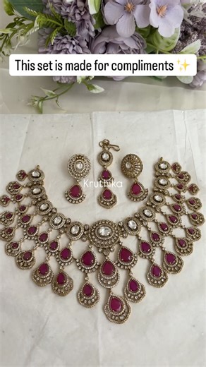 K R U T H I K A on Instagram: "Search Code - NC1821 Grand AD/Victorian Necklace with Pair of Earrings & Maang Tikka (Available in 6 Colours) . 💬 Comment below for price & order link — we’ll DM you! 🛍️ Order now on our website: 🔍 Just search - NC1821 📎 Link in bio 📦 We accept orders only via: 🌐 Website 📱 WhatsApp: +91 7989251505 📸 Instagram: @kruthika_jewellery ⚠️ We do not have any other pages or WhatsApp numbers. Stay safe!"