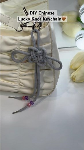 DIY Chinese Lucky Knot Keychain 🤎 #diy #charm #diykeychain #luckycharm