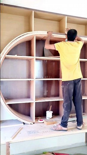 Round book self and study table design #woodworking #diy #shortvideo