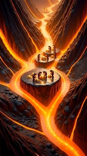 Volcano Lava Gold Mine #trendingshorts #tinyworkers #ytcreator #ytcreat