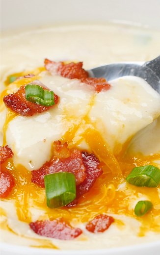 Panera's Baked Potato Soup! Written Recipe: https://bellyfull.net/baked-potato-soup/ | Belly Full