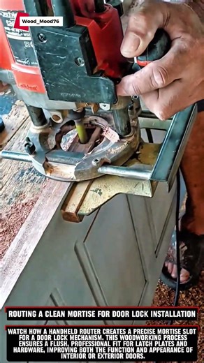 Routing a Clean Mortise for Door Lock Installation #woodworking #carpentry #satisfying #wood