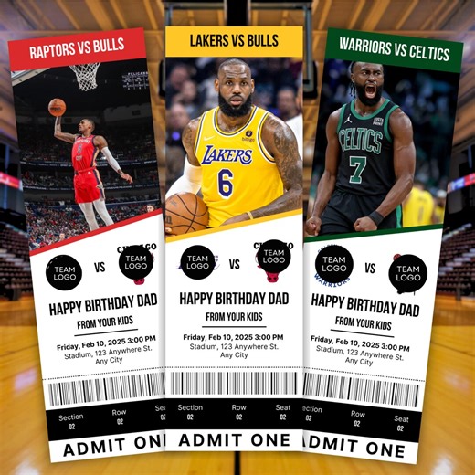 Custom Basketball Tickets, NBA Tickets, Basketball Surprise Ticket, NBA Custom Tickets, Basketball Gift Ticket, Sports Tickets, PMS0070 - Etsy