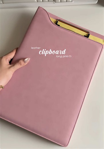 Leather Clipboard for School — Long Pink Sakin (Perfect for Documents)