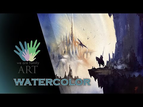 Watercolor speedpaint tutorial, Fantasy Landscape
