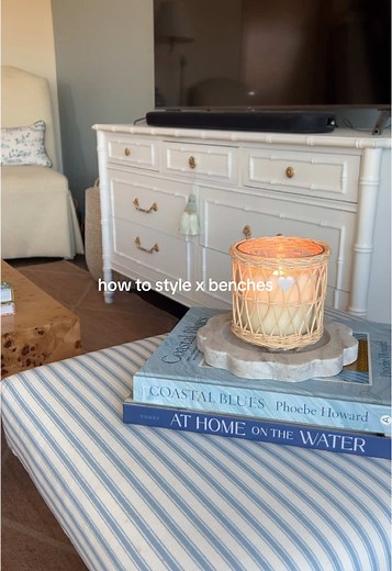 How to style our bestselling x benches 🤍💙 #homedecor #interiordesign #homeinspo #decor #nancymeyers #fyp