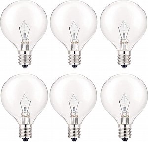 25 Watt Wax Warmer Bulbs, Light Bulbs for Full Size Scentsy Warmer, 6 Packs E12 Base Type G Bulb, Dimmable, Warm White, 120V G16 1/2 Bulbs for Candle Lamp