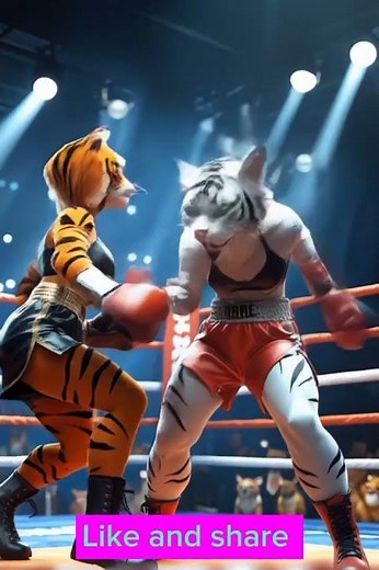 Tiger Fight in the Ring – Orange vs White | Epic Animated Boxing Battle #fightofanimals