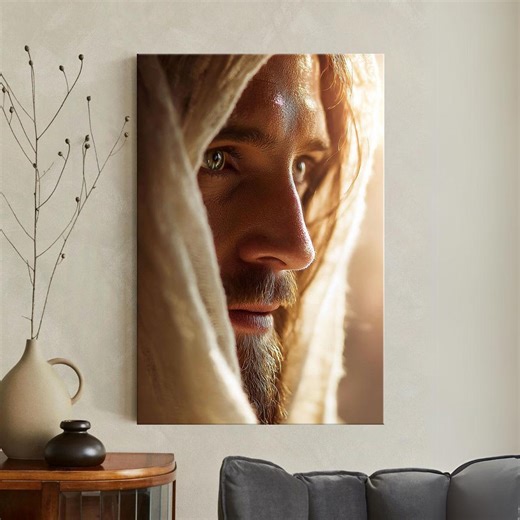 Jesus Christ Portrait Canvas Print, Realistic Christian Wall Art, Spiritual Home Decor, Religious Living Room Artwork, Catholic Gift Art - Etsy