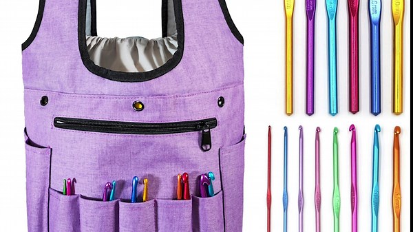VERSAINSECT Multicolor Crochet Hooks, Knitting Bag Yarn Storage Organizer, Yarn Bag and Crochet Tote, Yarn Holder for Crocheting, Crochet Accessories, Suppliers, Needles With Drawstring Closure