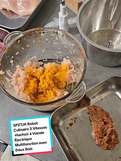 SPZTJK Robot Culinaire 3 Vitesses -Hachoir à Viande Électrique Multifonction avec Deux Bols (Acier Inoxydable & Verre) et Lames - Idéal pour Hacher Légumes, Ail, Salade et Préparer Purées pour Bébé #cuisine #recette #legume #maman #ramadan