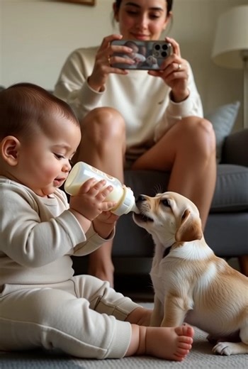 Watch this heart-melting moment as a baby feeds a newborn puppy with a milk bottle 🍼🐶 Pure love and innocence in action! #BabyAndPuppy #CuteAnimals #PuppyLove #NewbornPuppy #BabyFeeding #PetCareTips #DogLovers #PuppyLife #FamilyMoments #Heartwarming | DogEase Guide