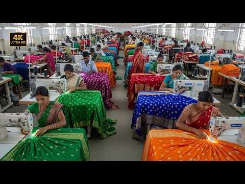 Inside an Indian Pre Stitched Saree Factory How 50,000 Sarees Are Manufactured Every Day