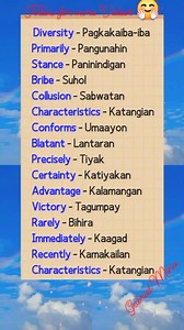2.7M views · 18K reactions | English | Filipino/Tagalog Translation 珞 Build your Vocabulary Words with their correct Meanings Learn and watch #fypシ゚ #reelsfypシ #tagalogenglishtranslation #vocabularylearning #vocabularywords #vocabulary #reelsviralシ #virallearning #learning #postoftheday #fbreels2024 #TagalogChallenge #fbreel #learntagalog #education #englishlesson #knowledge | John Ines Mina | Facebook