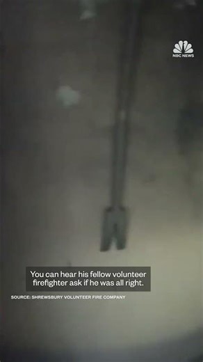 Bodycam footage shows the moment a firefighter falls 13 feet while battling a blaze