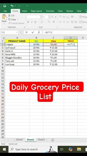 Daily Grocery price list | Simple Billing Table tutorial