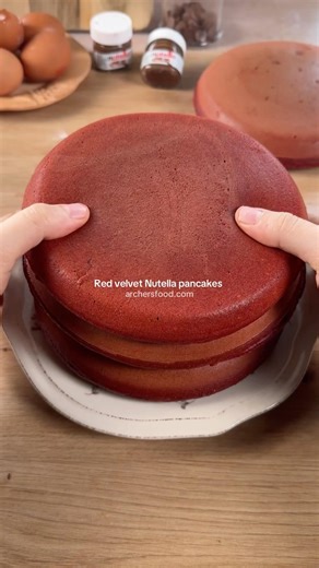 Red velvet Nutella pancakes