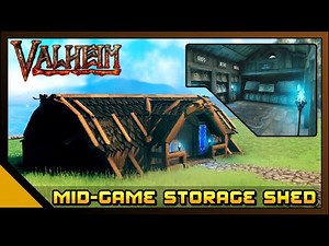 Valheim: Storage Shed With Storage System - Mid Game - (Build Guide)