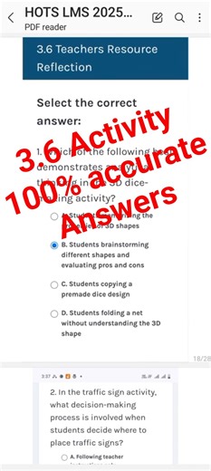 3.6 Activity | HOTS Training Module 3 Complete Solution | Higher Order Thinking Skills
