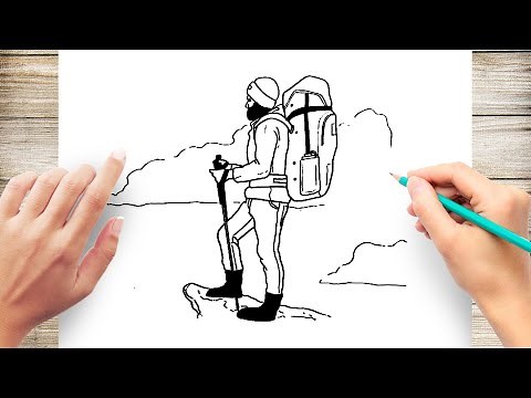 How to Draw A Person Hiking