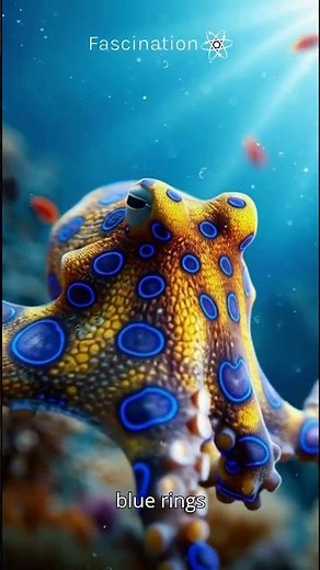 Tiny blue-ringed octopus charged the camera… deadly rings glowing 😱🐙 #amazinganimals #facts