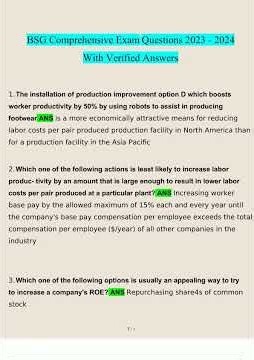 BSG Comprehensive Exam Study Questions and Answers 2025 2026 Verified Answerspdf