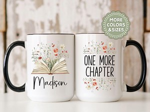 Personalized Book Lover Coffee Mug: Custom Floral Design - Etsy