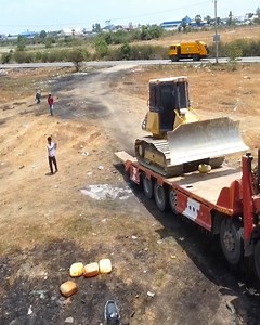 First Starting Open new project Showing Stronger Bulldozer Komatsu DR-51-PX Pushing Stone Land Fill | Bulldozer City