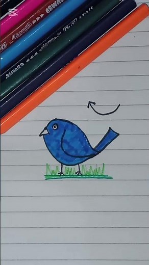 Draw a Cute Blue Bird 🐦 | Easy Step by Step Drawing | Kids Drawing Shorts#shorts #easydrawing#colors