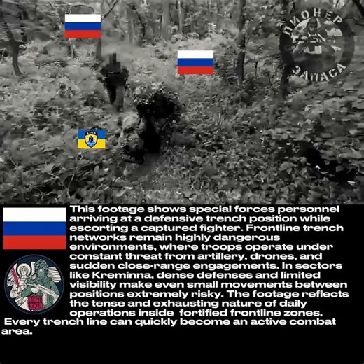 ⚠️ Special Forces Storm the Trenches With a POW 😳🔥Raw frontline footage near Kreminna shows elite troops escorting a captured fighter through active combat zones under drones and artillery fire.