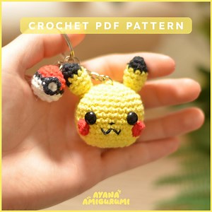 Crochet Pattern for Pocket Monster Yellow and Pokeball Keychain Tutorial PDF English Français Amigurumi - Etsy