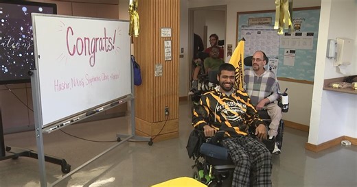 Community college bound students with physical disabilities get surprise celebration