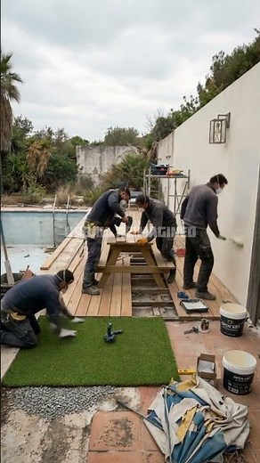 Poolside Terrace Makeover: Before & After #beforeandafter #outdoormakeover #PoolsideRenovation