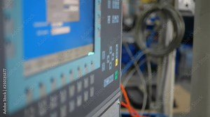 Setting parameters on the process computer in production, close-up