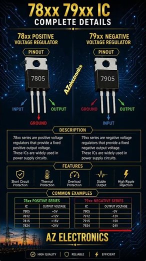 78xx & 79xx Voltage Regulator IC Complete Details | Positive & Negative Regulators Explained