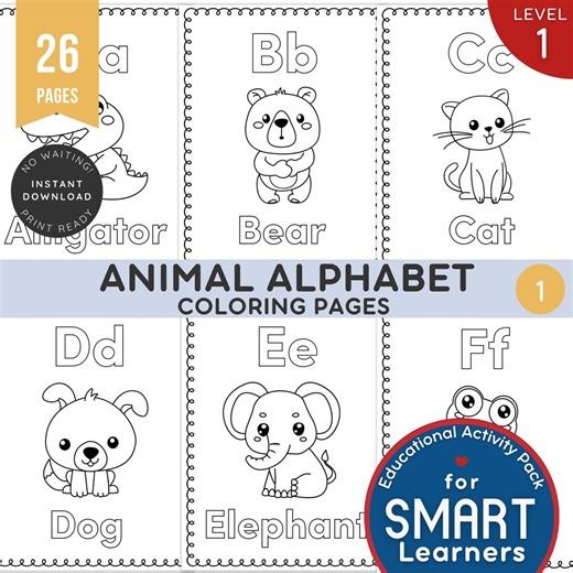 Animal Alphabet Coloring Pages | A–Z | Preschool & Kindergarten Activities - Etsy