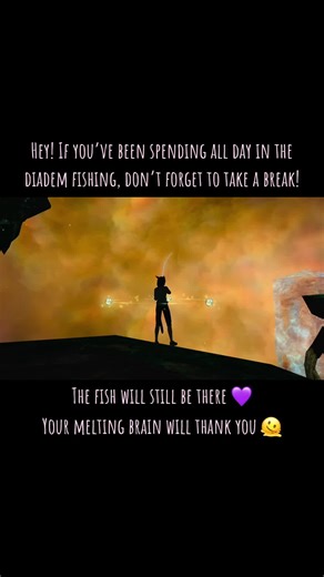 Working my way towards the Pteranodon mount one fish at a time. My poor brain. The Diadem is a cold and lonely place… #ffxiv #diadem #fishing #saveme