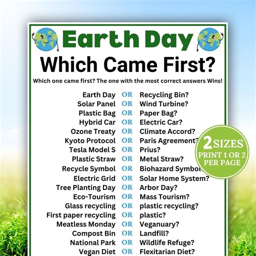 Earth Day Which Came First, Earth Day Trivia Game, Environmental History Activity, Earth Day Game, Earth Day Activities, Earth Day Classroom - Etsy