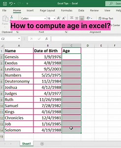 32 reactions · 10 comments | Here's how to compute age in excel.  #BasicExcel #exceltips #exceltricks #fypシ゚viralシ | NB Atos Cʌƴs | Facebook