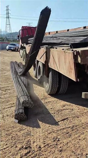 Rebar Unloading by Tipping Dump Truck