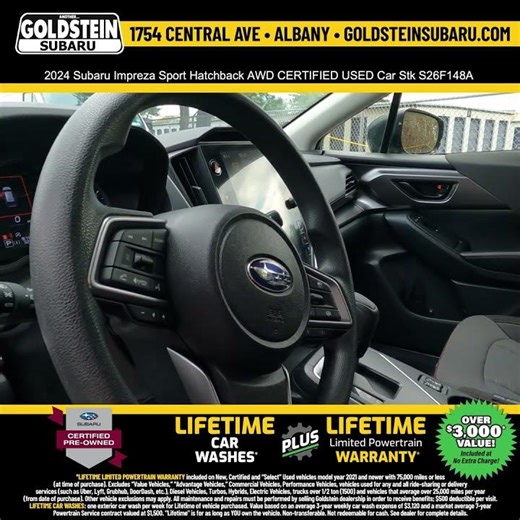 2024 Subaru Impreza Sport Hatchback AWD CERTIFIED USED Car Stk S26F148A